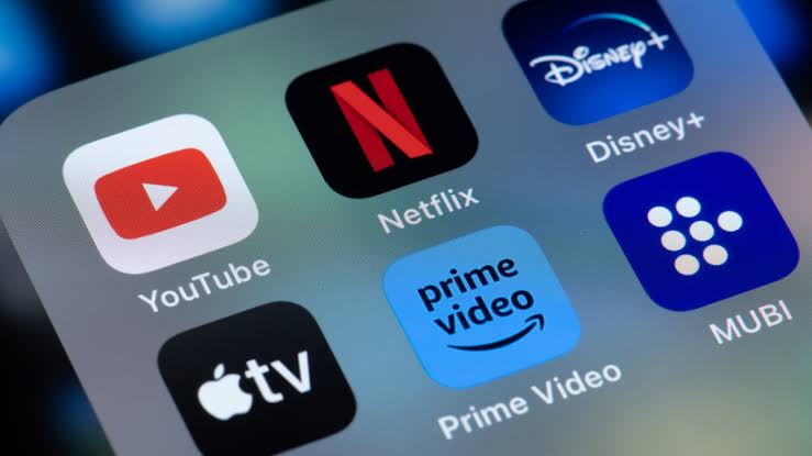 Popular streaming platforms displayed on a screen for recommending suitable entertainment apps based on user preferences.